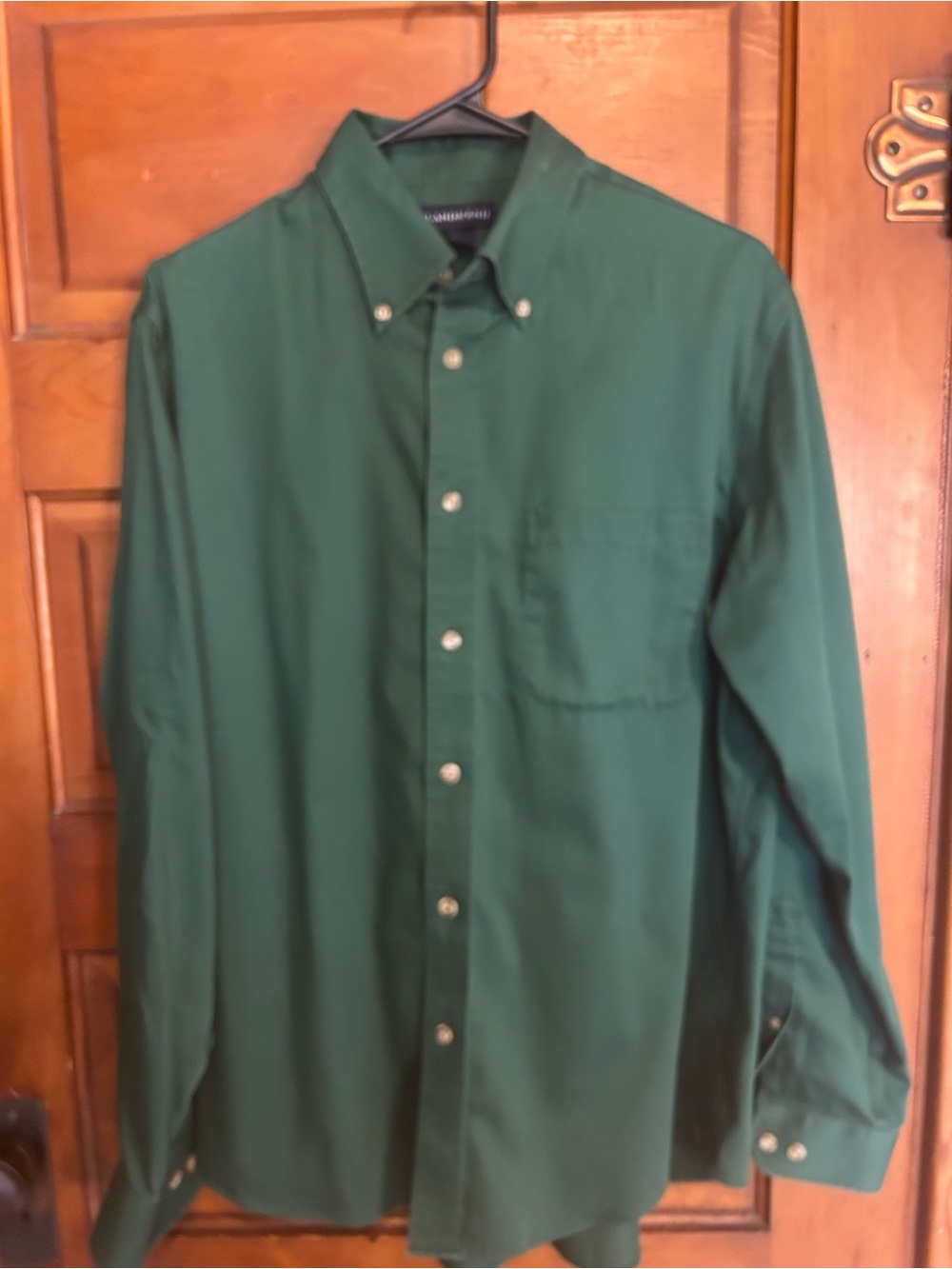 Lands End Men's Green Button-Down Dress Shirt medium